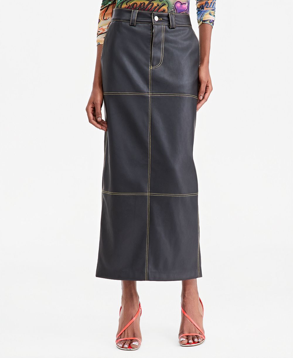 Theophilio | Macy's Women's High-Slit Faux-Leather Maxi Skirt, Macy's Exclusive