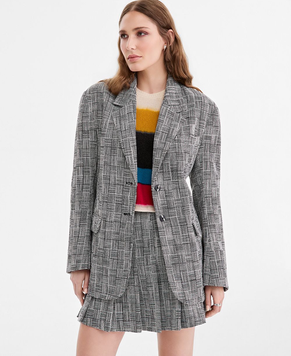 Jonathan Cohen | Macy's Women's Oversized Houndstooth Plaid Statement Blazer, Macy's Exclusive