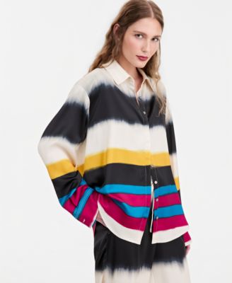 Jonathan Cohen | Macy's Women's Satin Stripe Print Button-Up Shirt, Macy's Exclusive