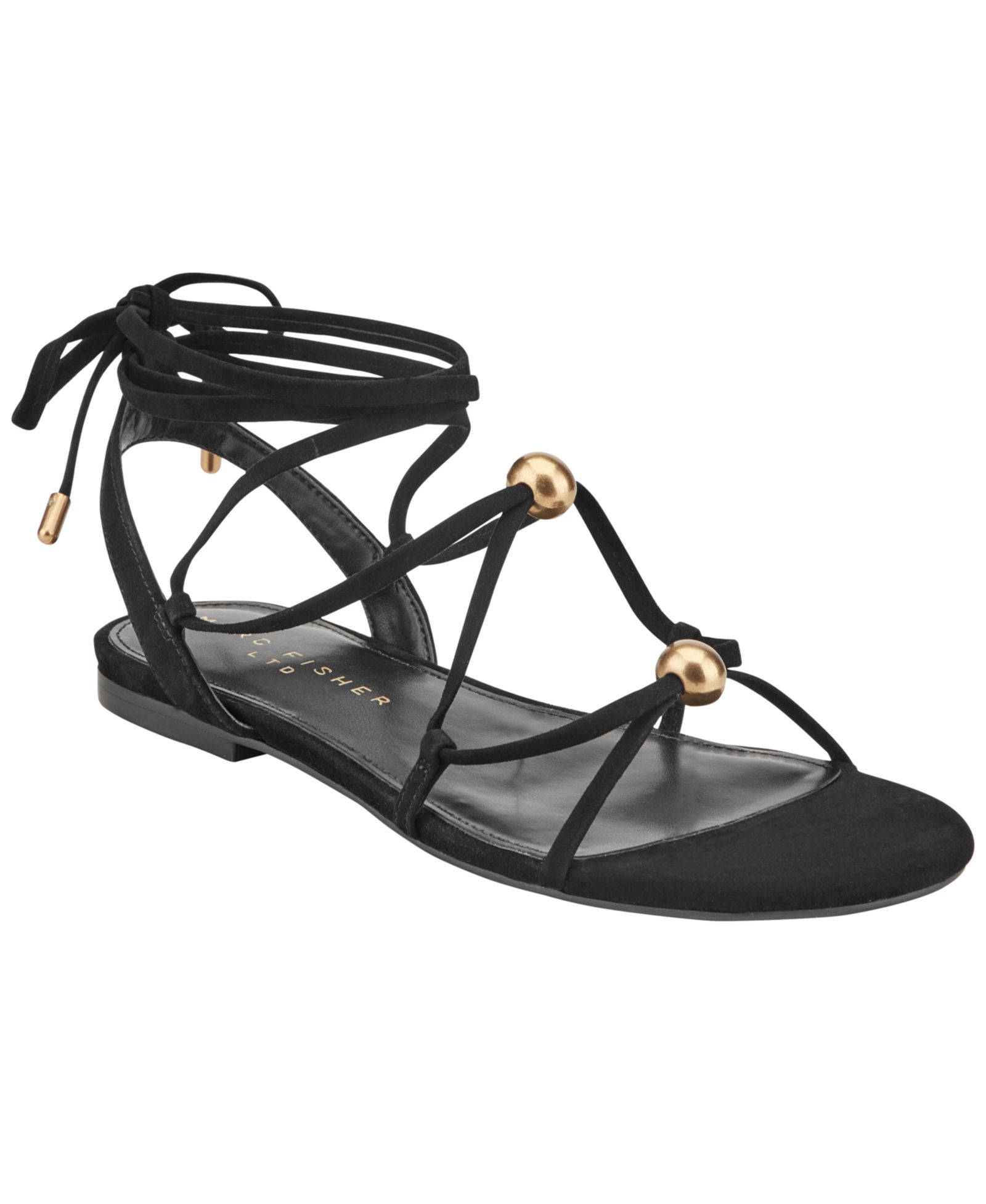 Marc Fisher LTD Women's Ellan Strappy Suede Tie-Up Flat Sandals