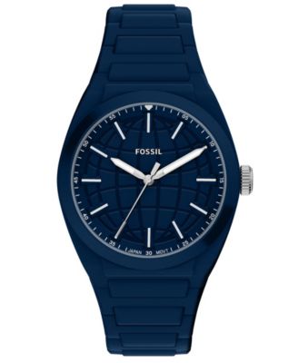 Мужские часы Fossil Everett Three-Hand Navy Silicone 42mm