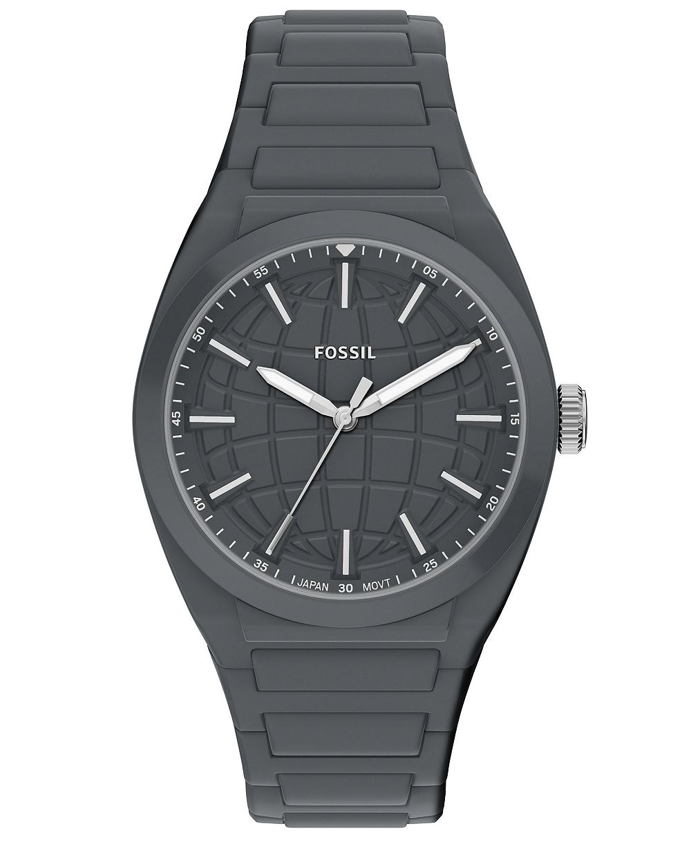 Мужские часы Fossil Everett Three-Hand Gray Silicone 42mm