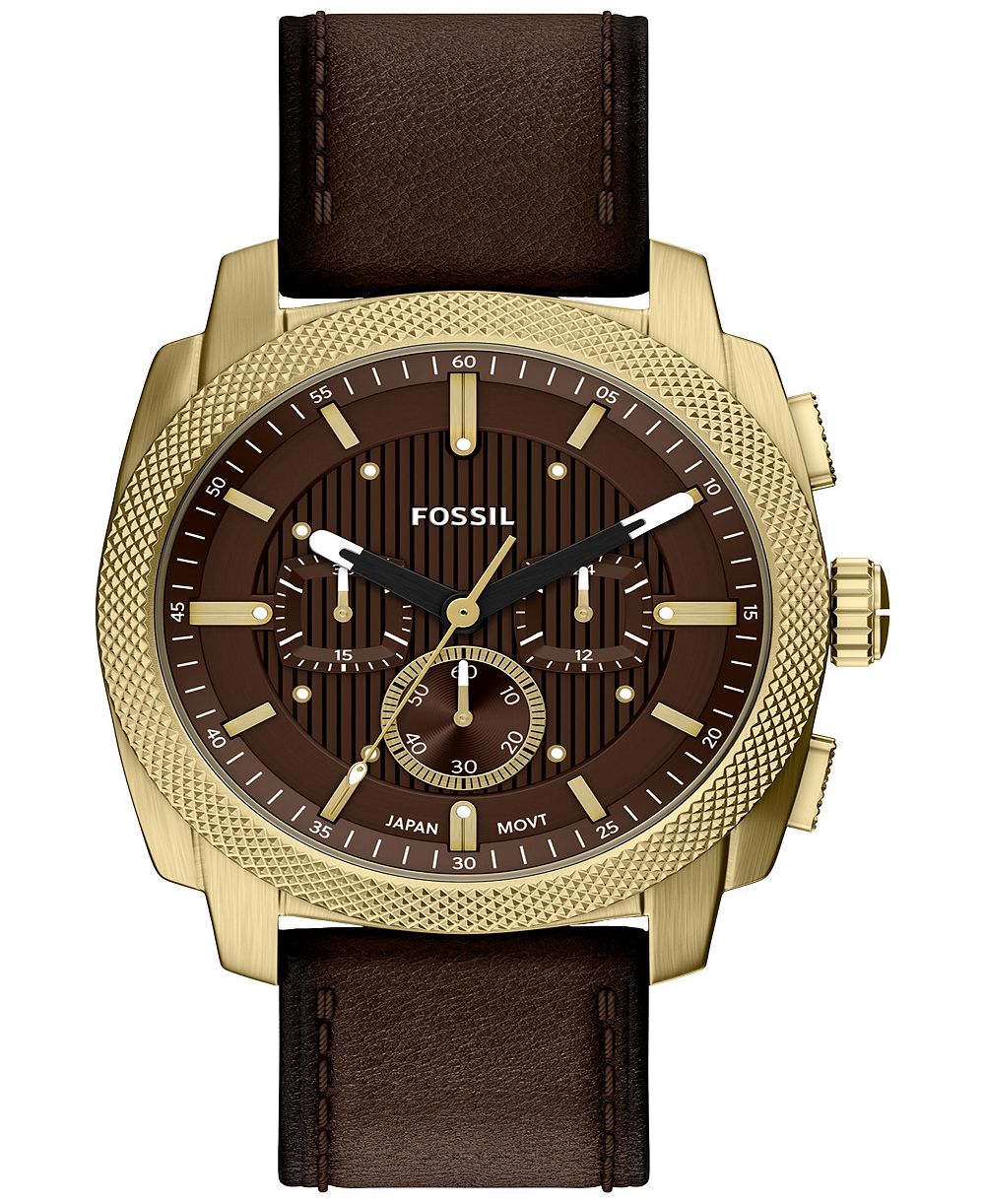 Fossil Men's Machine Chronograph Brown Leather Watch 44mm