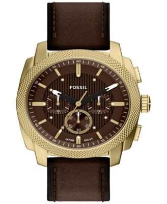 Мужские хронограф-часы Fossil Machine Brown Leather 44mm