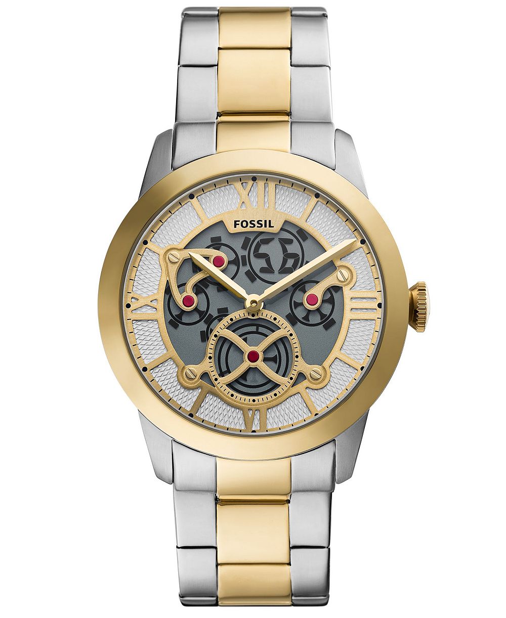 Fossil Мужские часы Townsman Big Tic двухцветные из нержавеющей стали 42mm