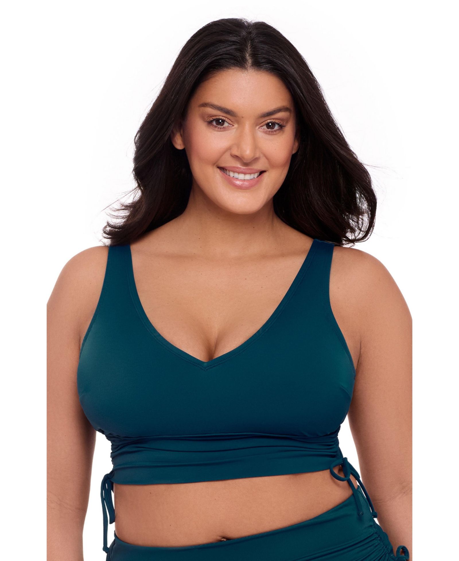 S3 Apparel Women's Supportive and Sculpting Cinched Adjustable Midkini Swimsuit Top