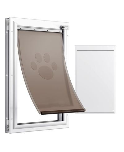 COZITO Aluminum Frame Pet Door 11.3" x 16" with Locking Flap for Interior or Exterior Doors