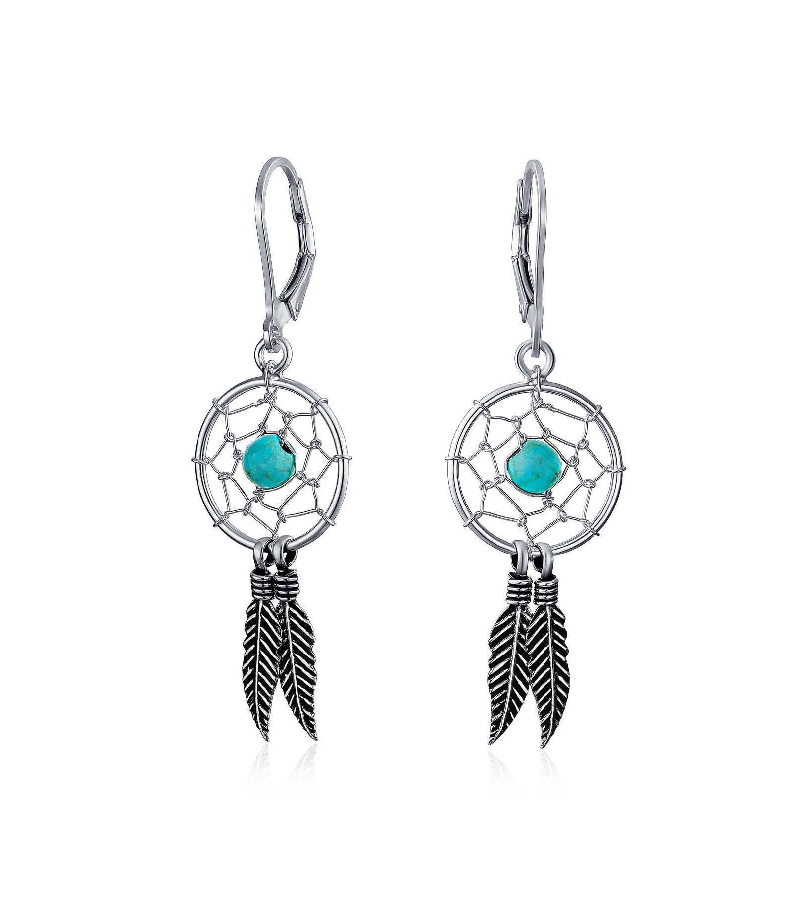 Bling Jewelry серьги с бирюзой в стиле Native American