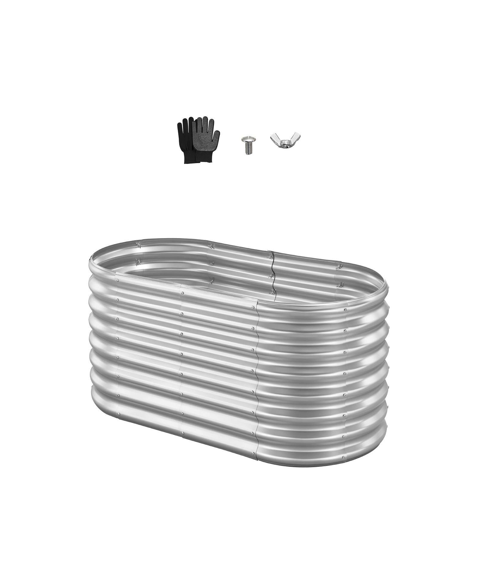 Slickblue 4x2x2 ft Oval Metal Raised Garden Bed Galvanized Steel