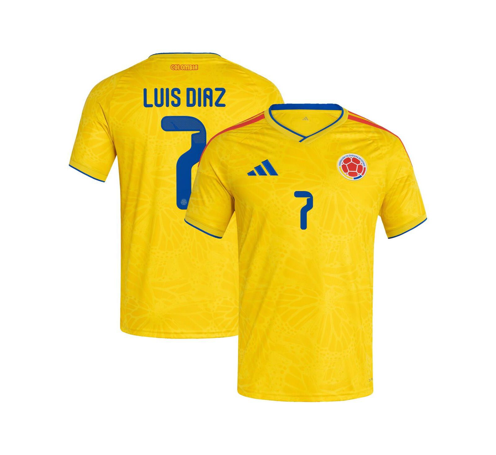 Мужская джерси Adidas Luis Diaz Yellow Colombia National Team 2026 Home Replica