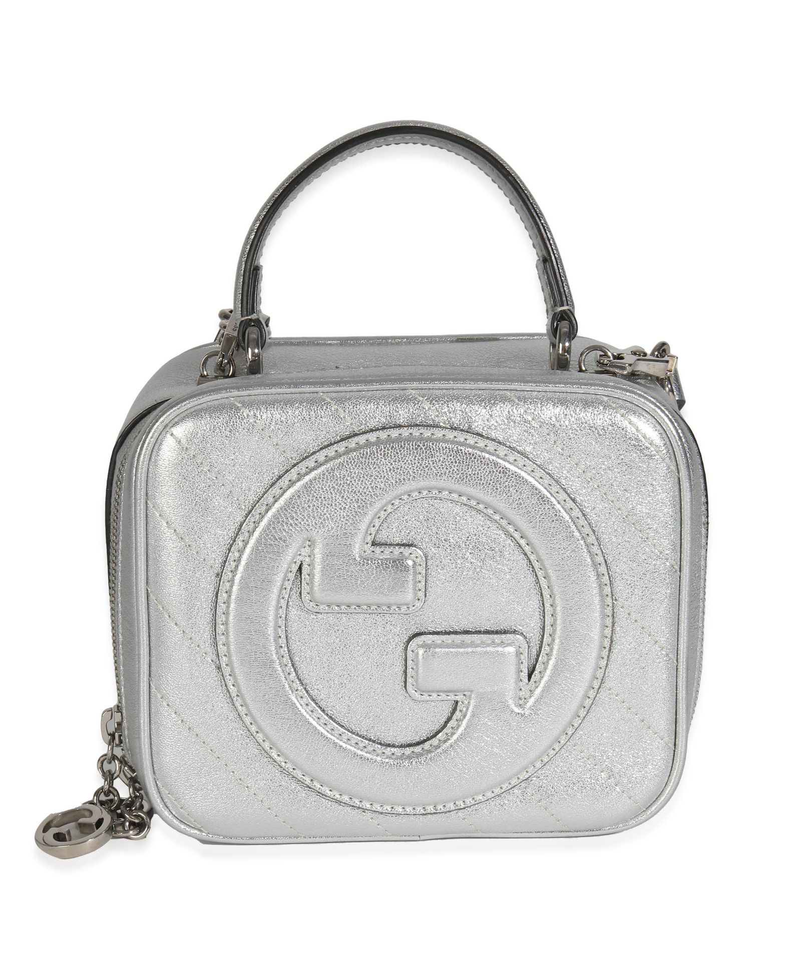 Б/у сумка Gucci Blondie из телячьей кожи, серебристый металлик, цвет Silver Metallic Sakai Be Green