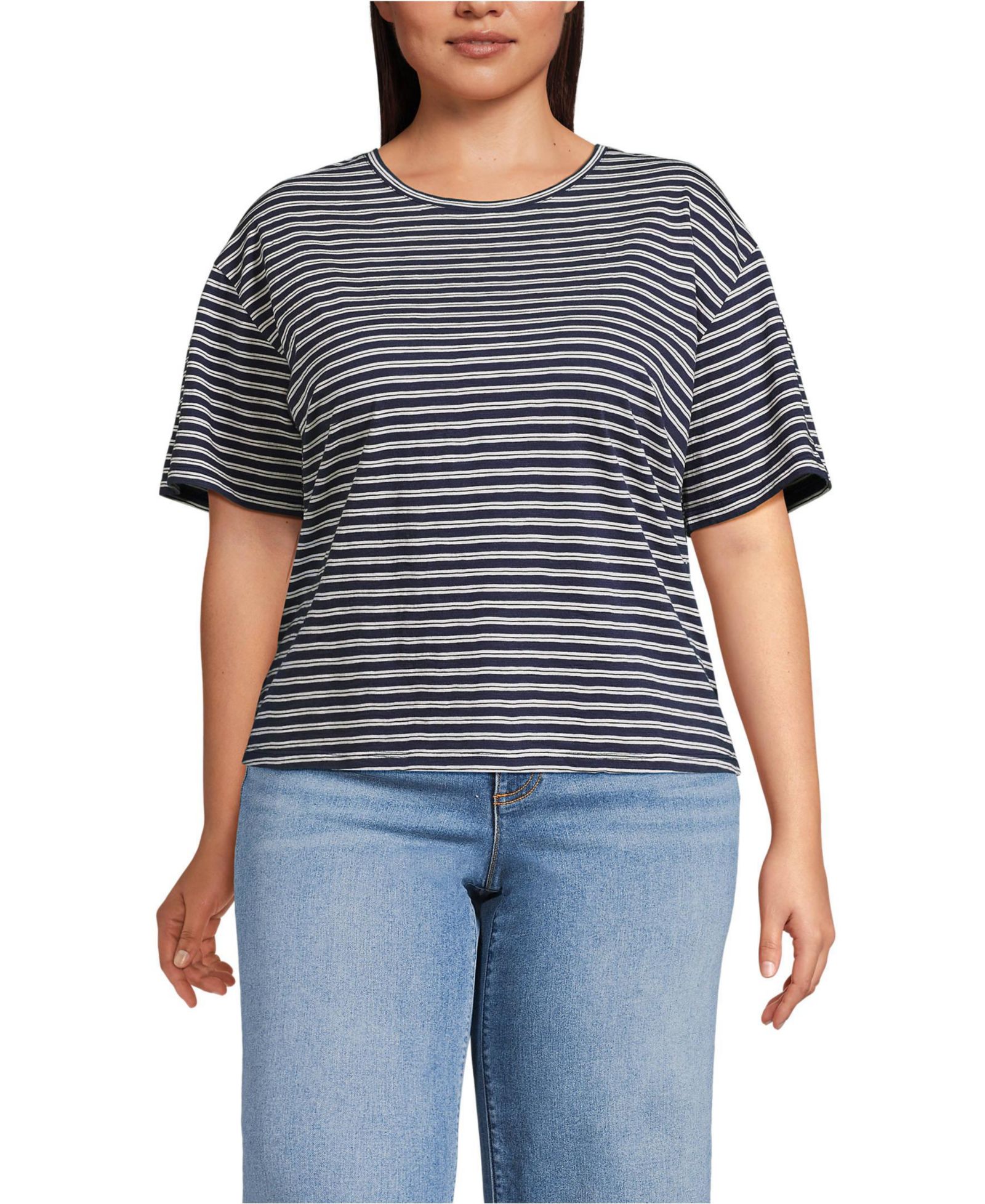 Lands' End Plus Size Short Sleeve Slub Jersey T-Shirt
