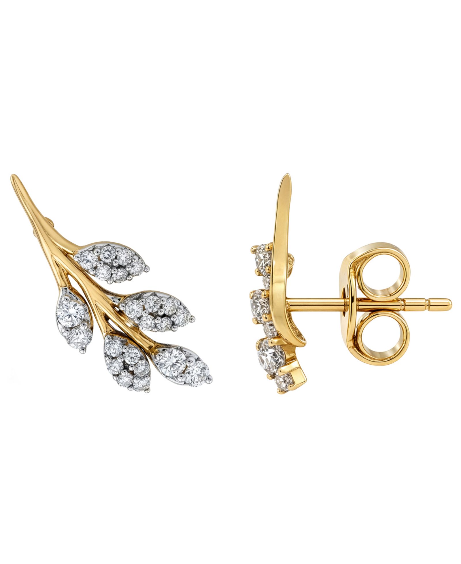 Wrapped Diamond Leaves Earrings (1/4 ct. t.w.) in 14k Yellow Gold