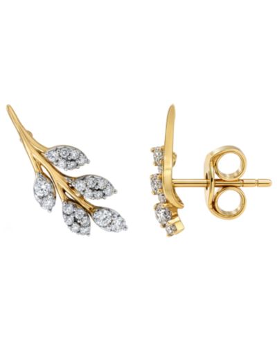 Wrapped Diamond Leaves Earrings (1/4 ct. t.w.) in 14k Yellow Gold