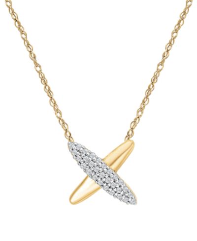 Esmé Fine Jewelry Diamond X Shape Necklace (1/10 ct. t.w.) in 10k Yellow Gold