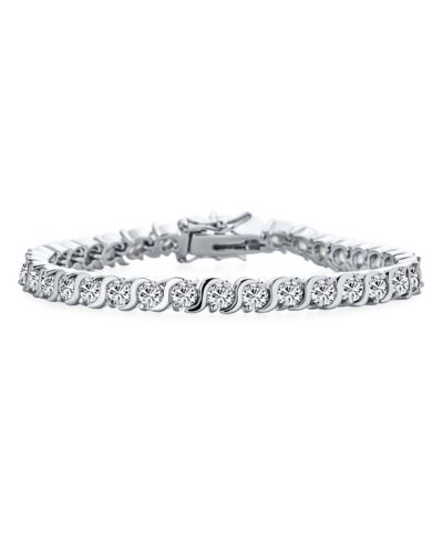 Браслет Bling Jewelry Fancy 20CTW CZ Cubic Zirconia Wave S-Link Swirl Tennis Silver Plated