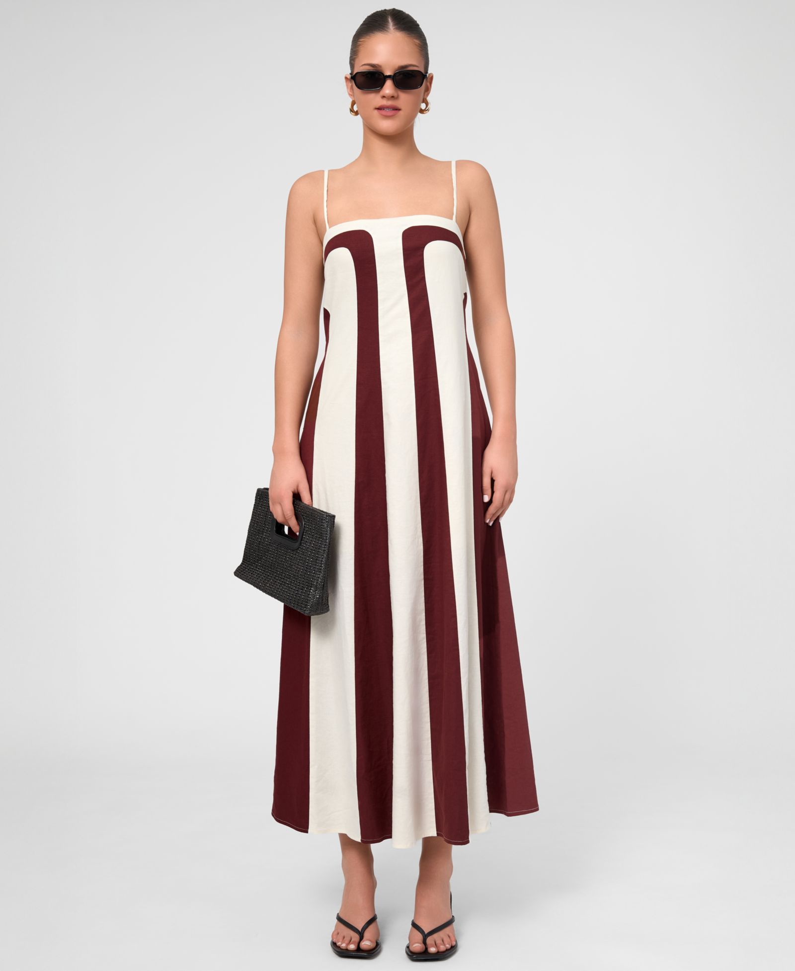 Женское платье макси RACHEL Rachel Roy Eleni Linen Stripe Square Neck