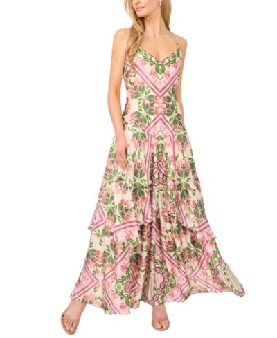 Parker Women's Printed V-Neck Tiered Maxi Dress