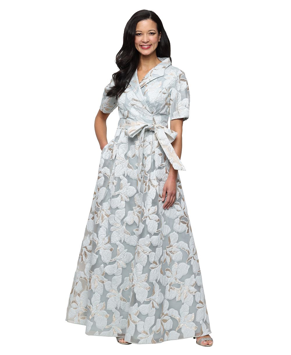 Женское бальное платье Alex Evenings Collared Neck Jacquard