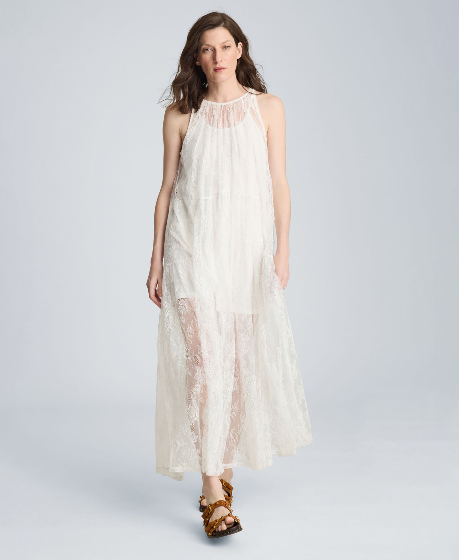 Женское платье макси Kenneth Cole с кружевом и вырезом Halter Neck