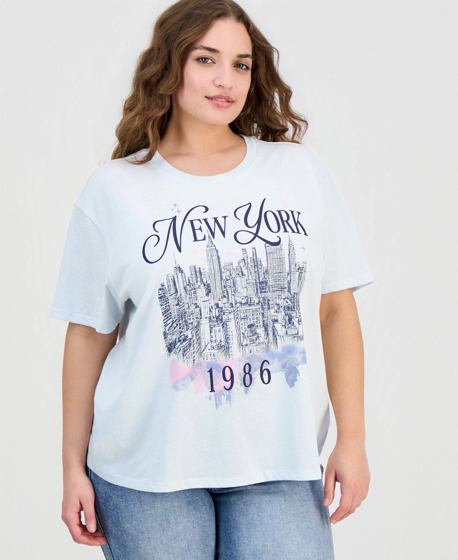 Rebellious One Trendy Plus New York Skyline Футболка с коротким рукавом