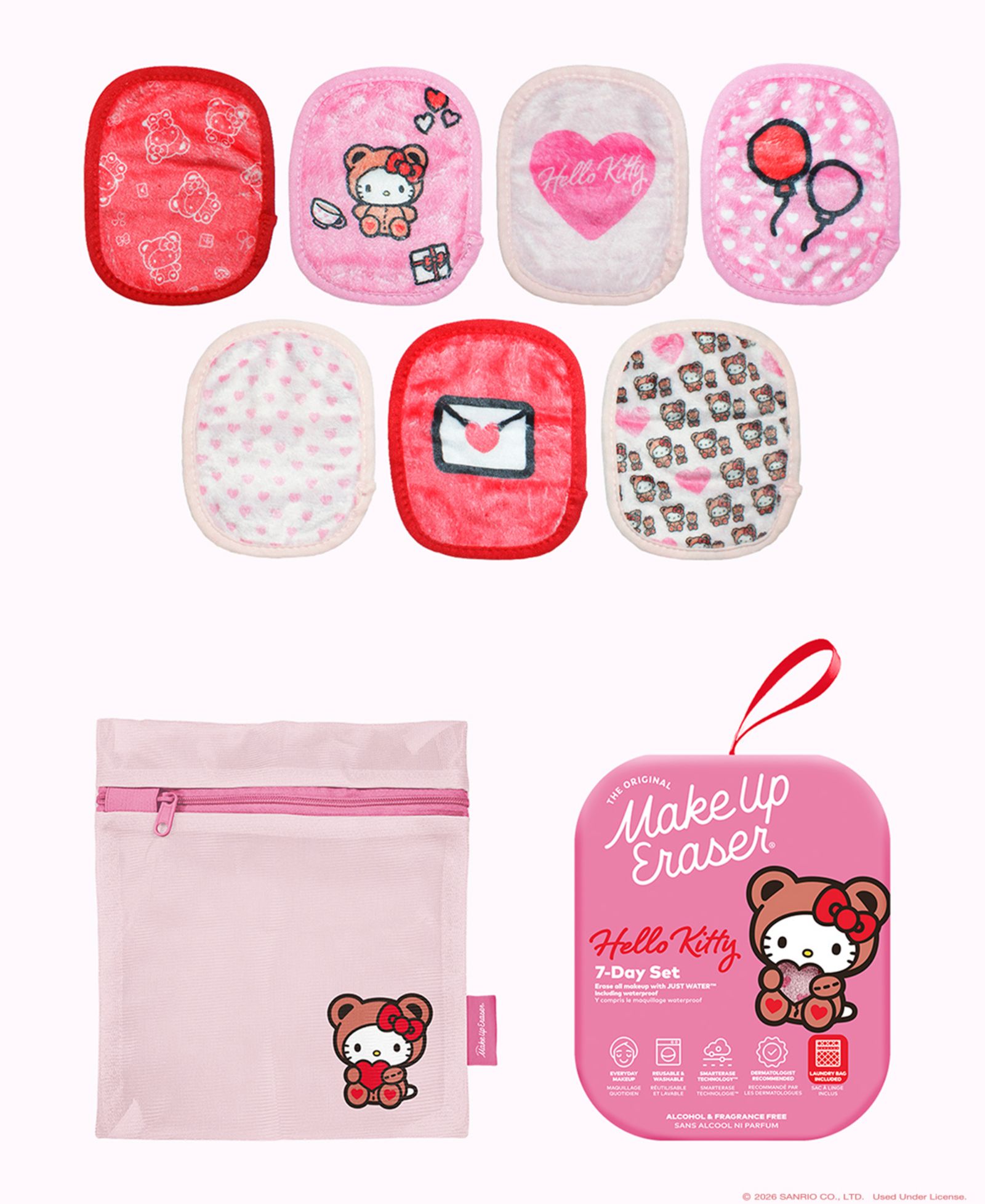 MakeUp Eraser 9-Pc. Hello Kitty Cutie Pie Reusable Makeup Wipe Set