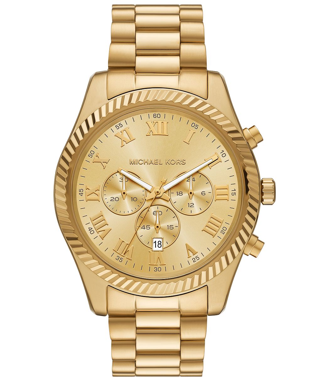 Мужские часы Michael Kors Lexington Chronograph Gold-Tone Stainless Steel 44mm