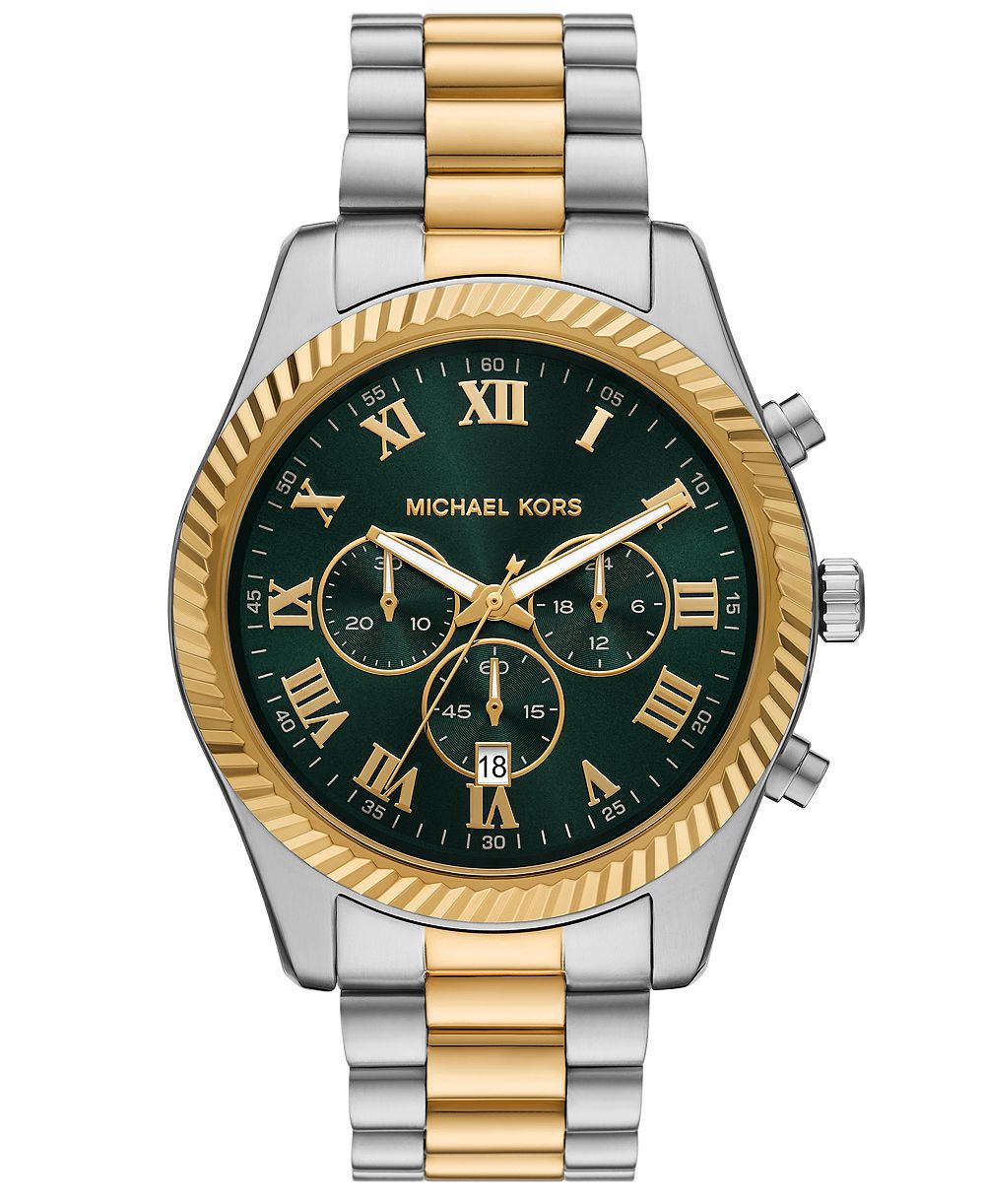 Мужские часы Michael Kors Lexington хронограф, двухцветные, нержавеющая сталь, 44 мм