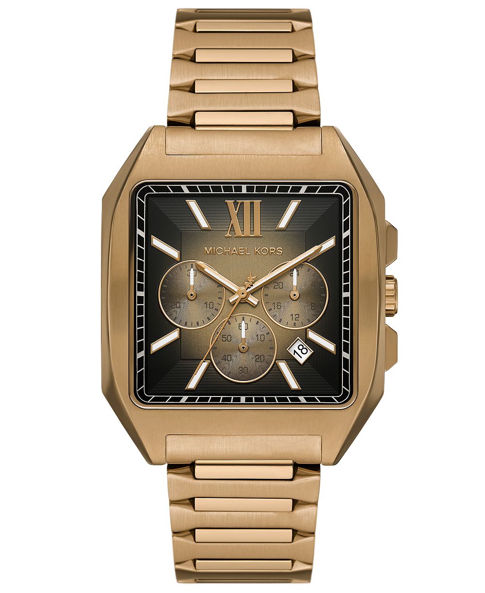 Michael Kors Men's Hayes Chronograph Beige Gold-Tone Stainless Steel Watch 40mm
