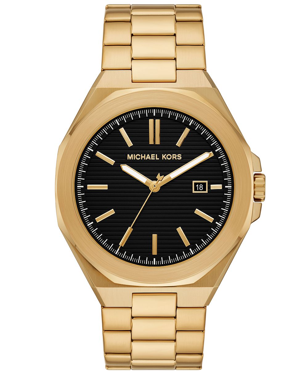 Michael Kors Men's Callum Three-Hand Date Gold-Tone Stainless Steel Watch 44mm