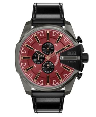 Мужские часы Diesel Mega Chief Slim Quartz Chronograph Black Leather 48mm