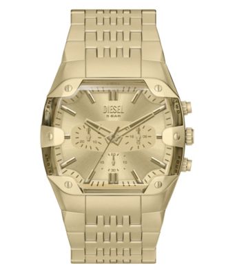 Мужские часы Diesel Spiked Cushion Quartz Chronograph Gold Stainless Steel 45mm
