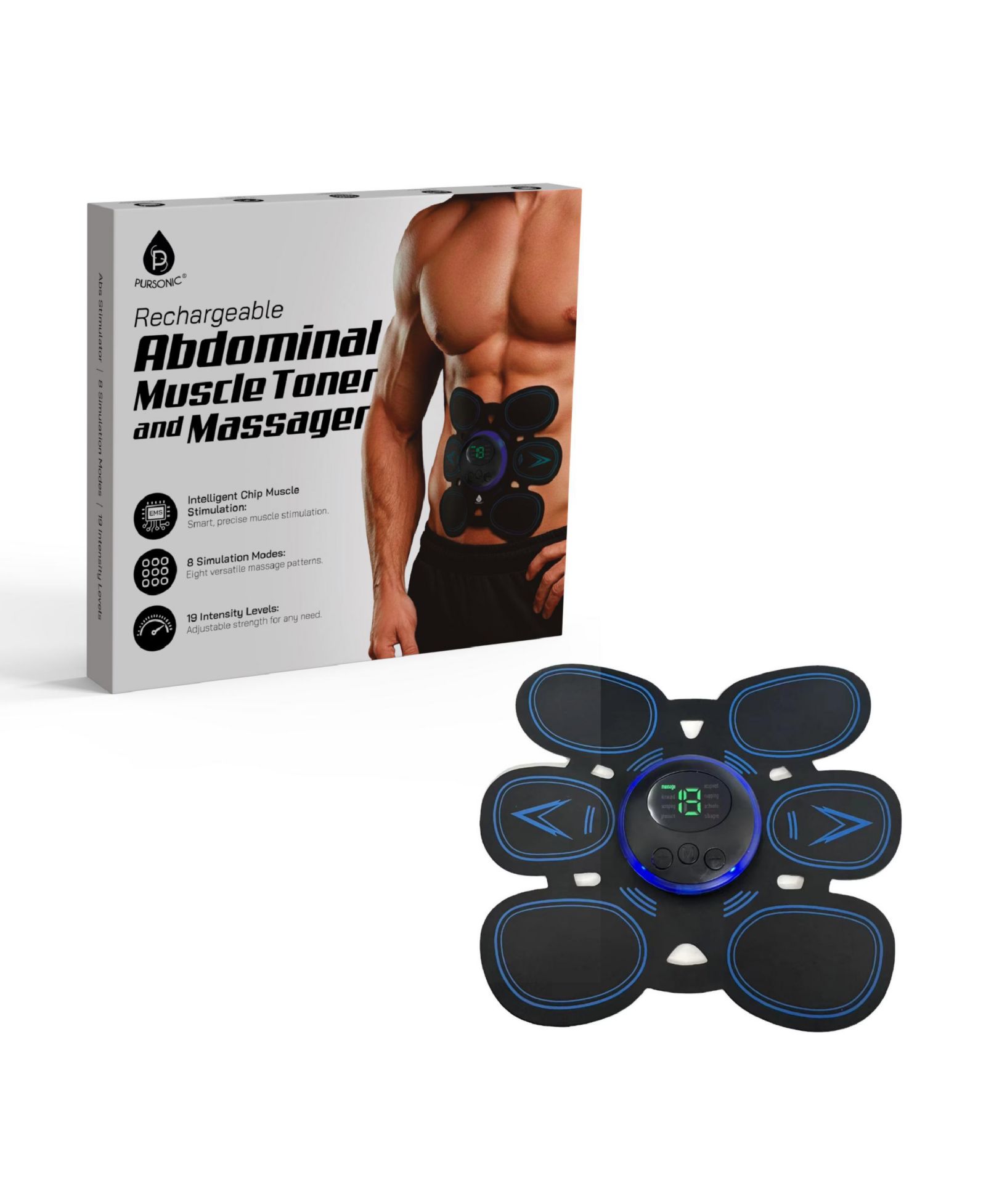 PURSONIC Rechargeable Abdominal Muscle Toner & Massager