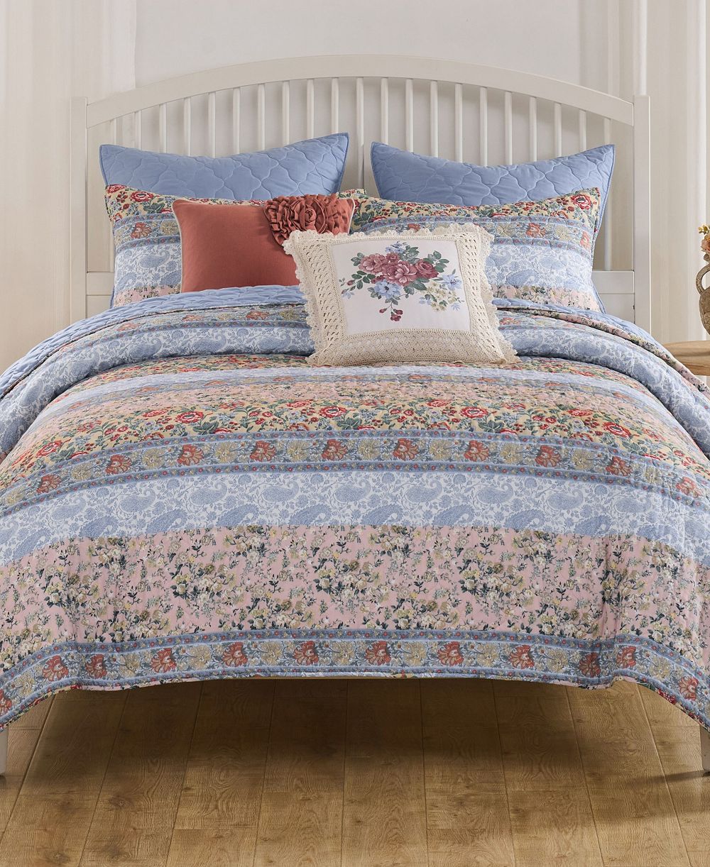 Комплект стеганого покрывала Greenland Home Fashions Kressida Modern Floral, 3 предмета, Full/Queen