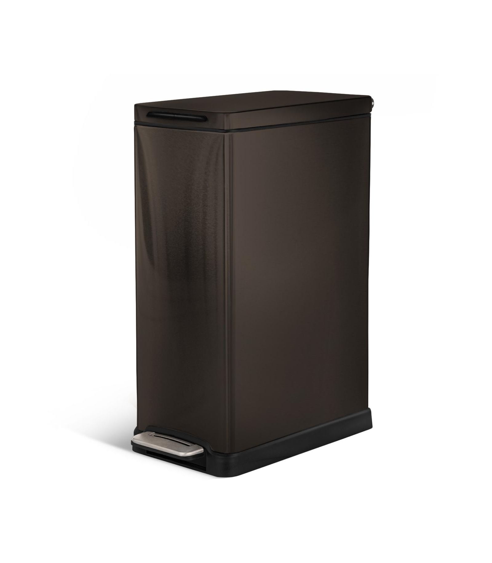 Home Zone Living 12 Gallon Slim Kitchen Trash Can with Soft Close Lid, Removable Liner, and Bag Tuck Band, Matte Black