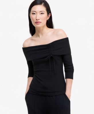 I.N.C. International Concepts Women's Off-the-Shoulder Rib-Knit Long-Sleeve Top, Macy's Exclusive