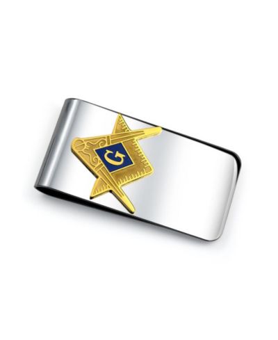 Зажим для денег Bling Jewelry Мужской двухцветный с компасом масонским из нержавеющей стали