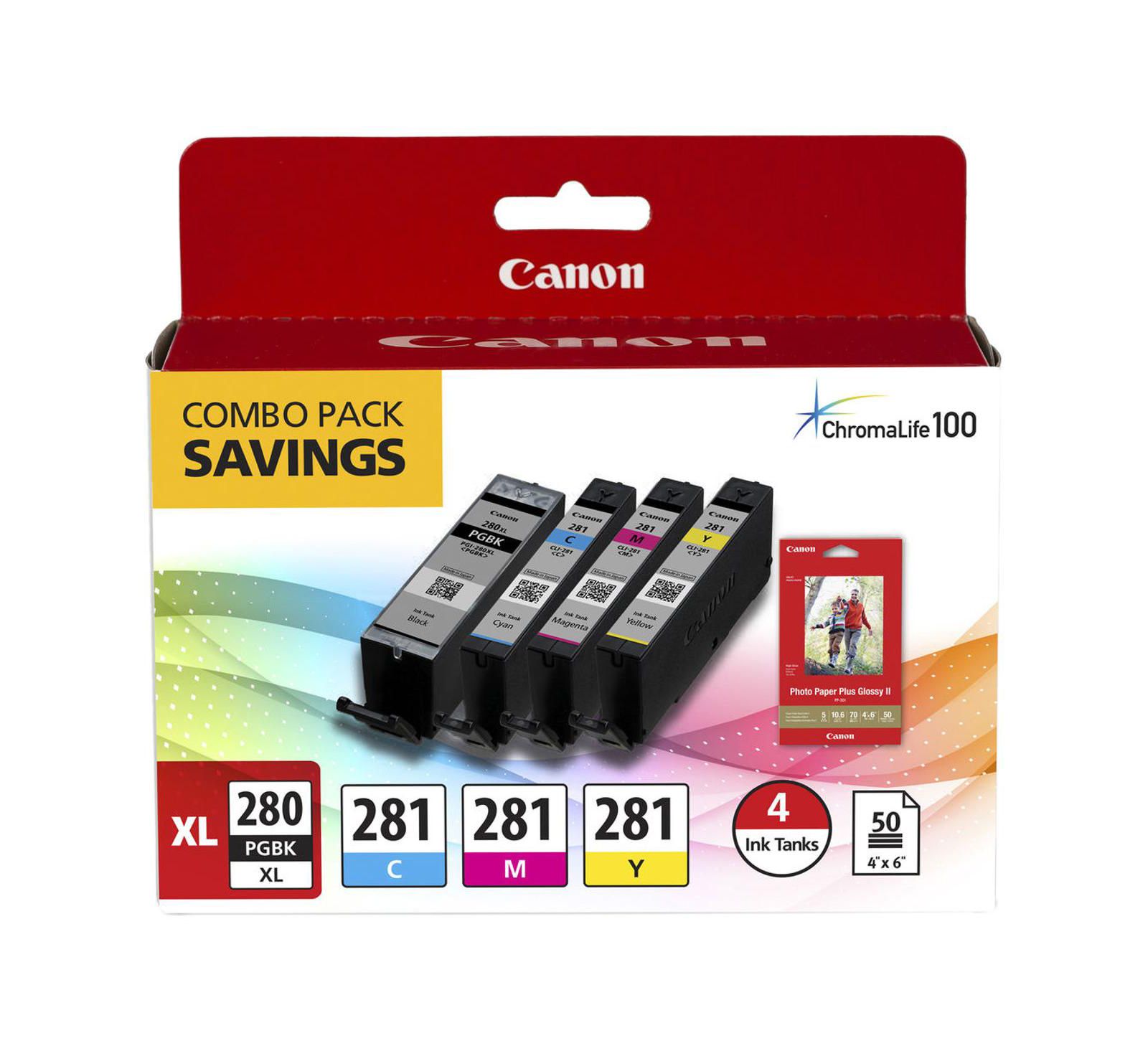Canon PGI-280 XL / CLI-281 набор из 4 цветных картриджей для принтеров серий PIXMA TR, TS