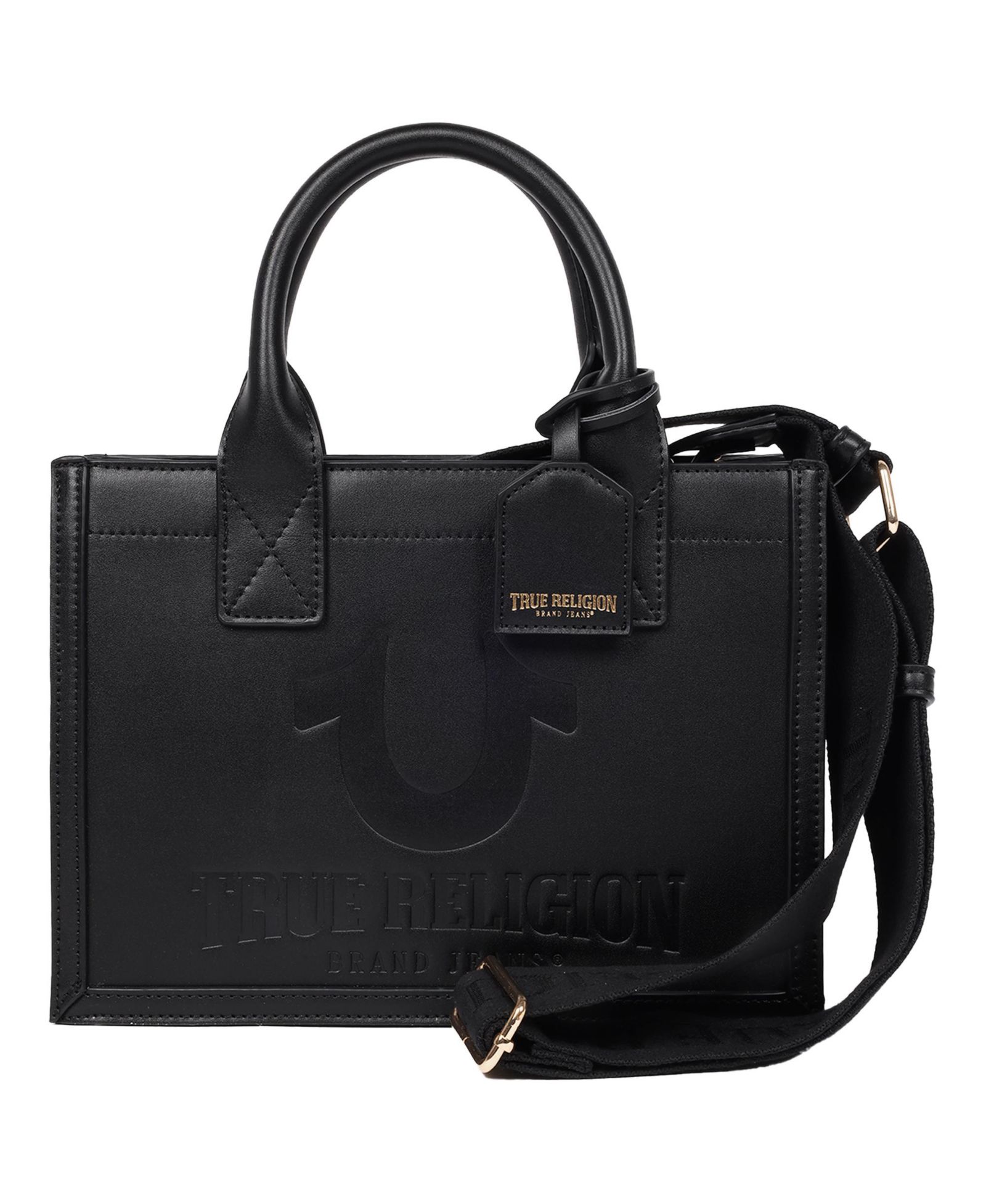 True Religion Debossed Logo Modern Tote with Removable Shoulder Strap