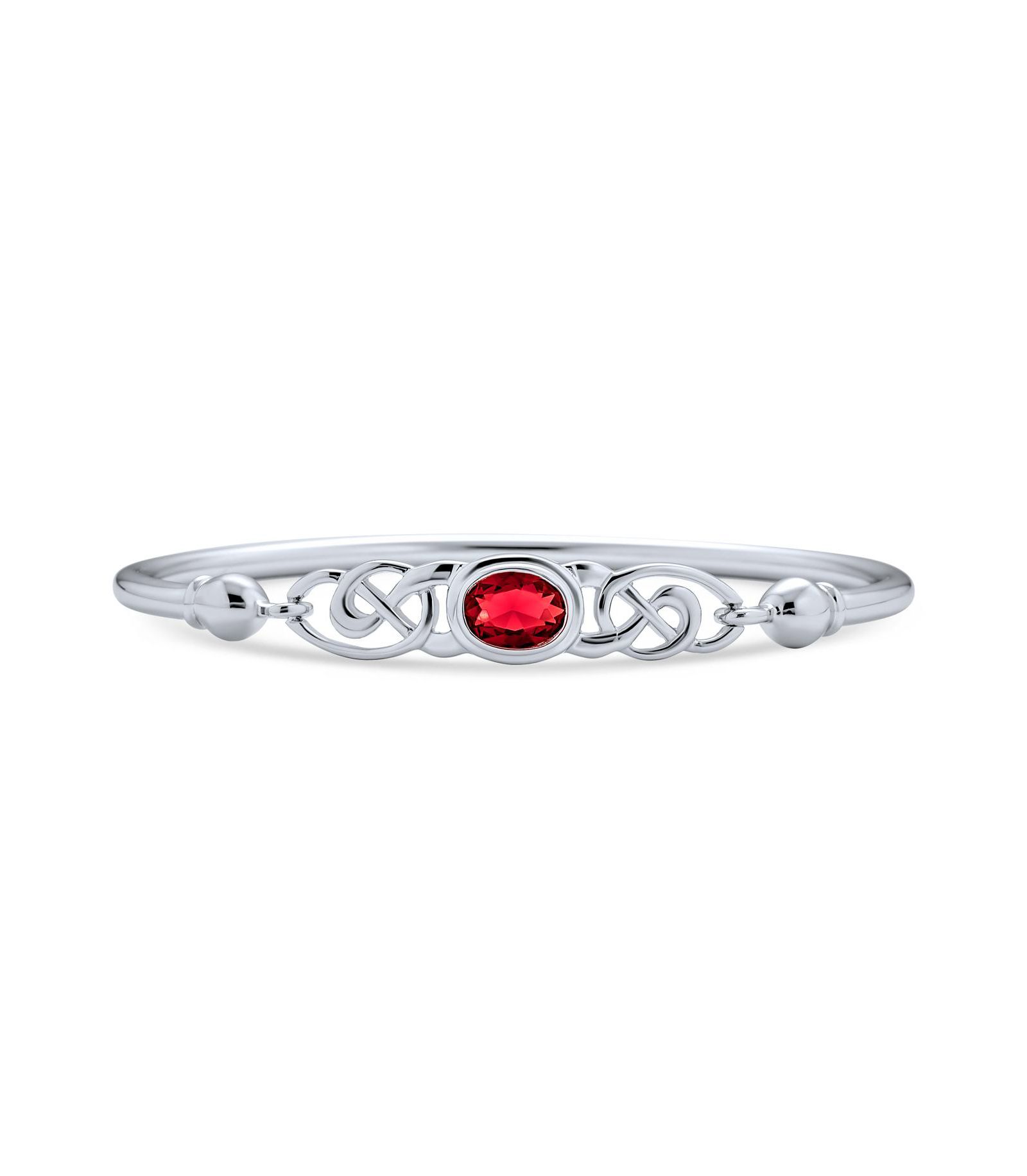 Bling Jewelry Romantic Infinity Love Knot Celtic Bangle Bracelet Red CZ .925 Sterling Silver
