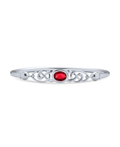 Bling Jewelry Romantic Infinity Love Knot Celtic Bangle Bracelet Red CZ .925 Sterling Silver