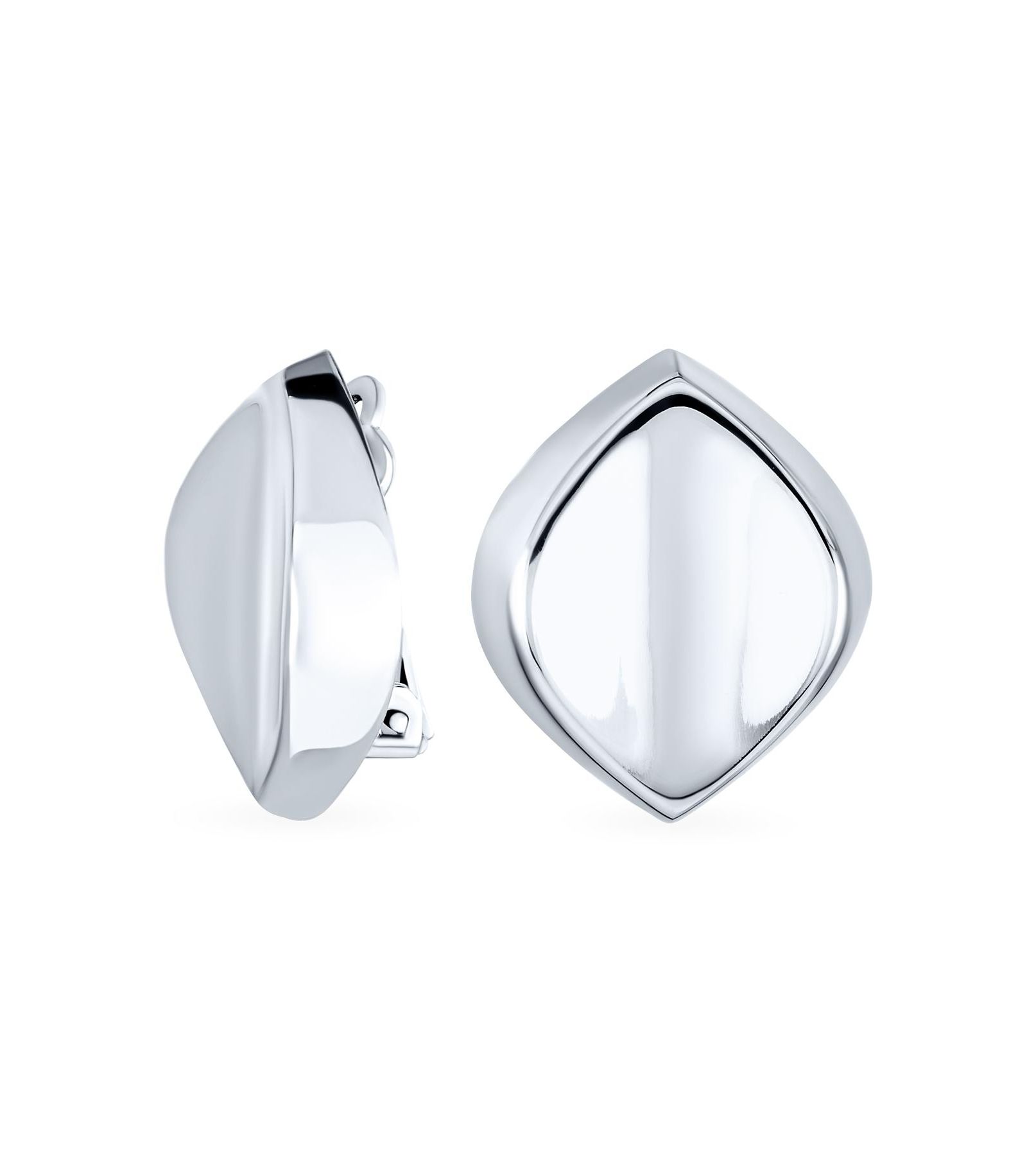 Серьги Bling Jewelry Modern Oval Concave Clip On