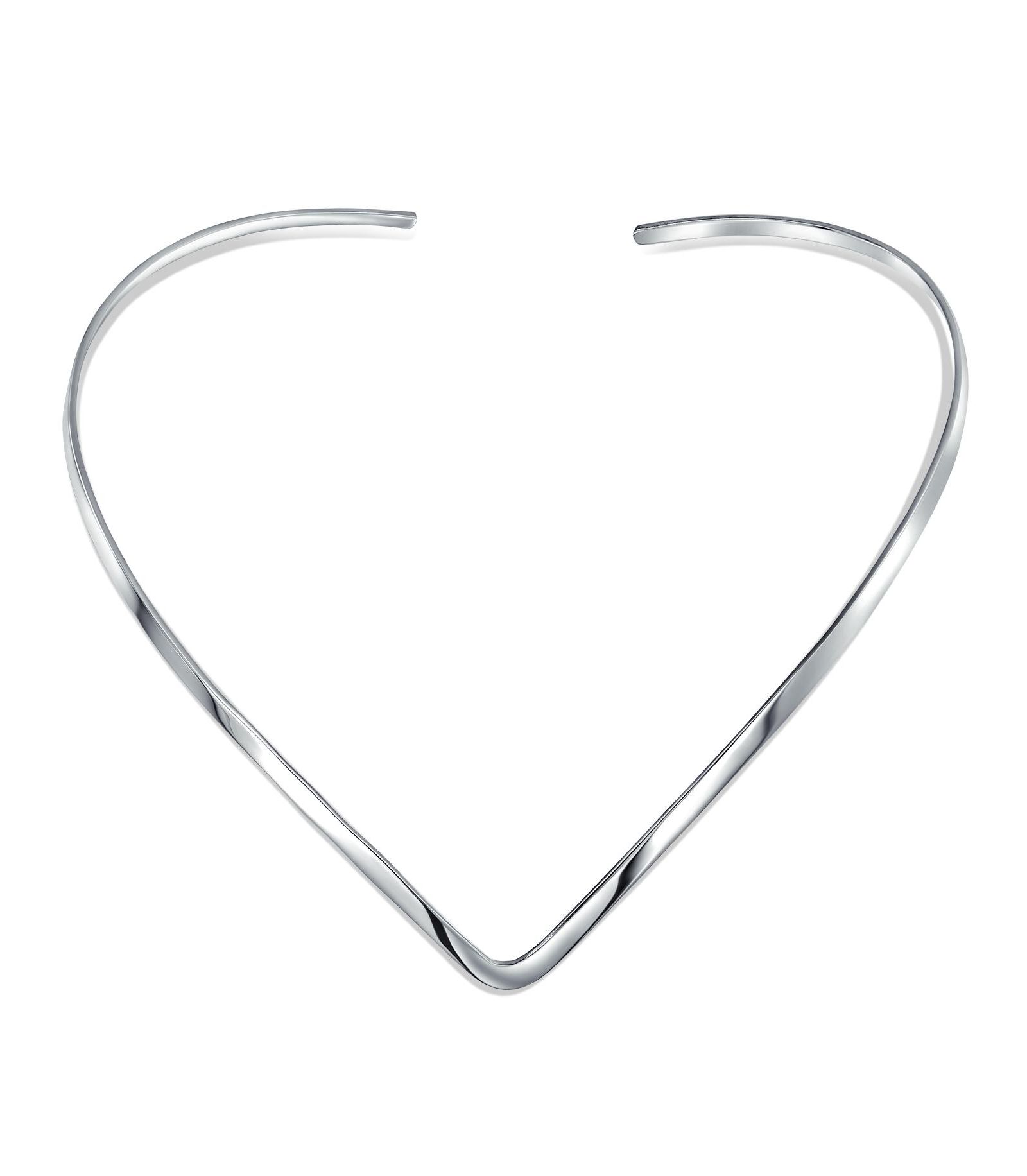 Bling Jewelry простое чокер-ожерелье V-образной формы,.925 Silver Sterling