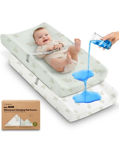 Комплект чехлов для пеленального мата KeaBabies 2-Pack Isla Waterproof для мальчиков и девочек, 32x16 Soft Nursery Baby Changing Table Pad Cover Sheets