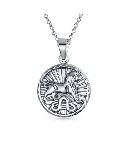 Bling Jewelry Astrology Zodiac Symbol Leo Sign Medallion Pendant Necklace .925 Sterling Silver