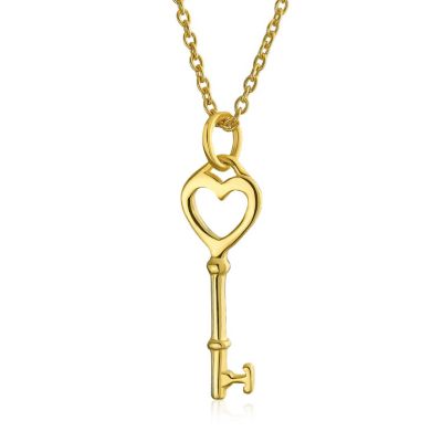 Bling Jewelry Grey Heart Key Pendant Necklace