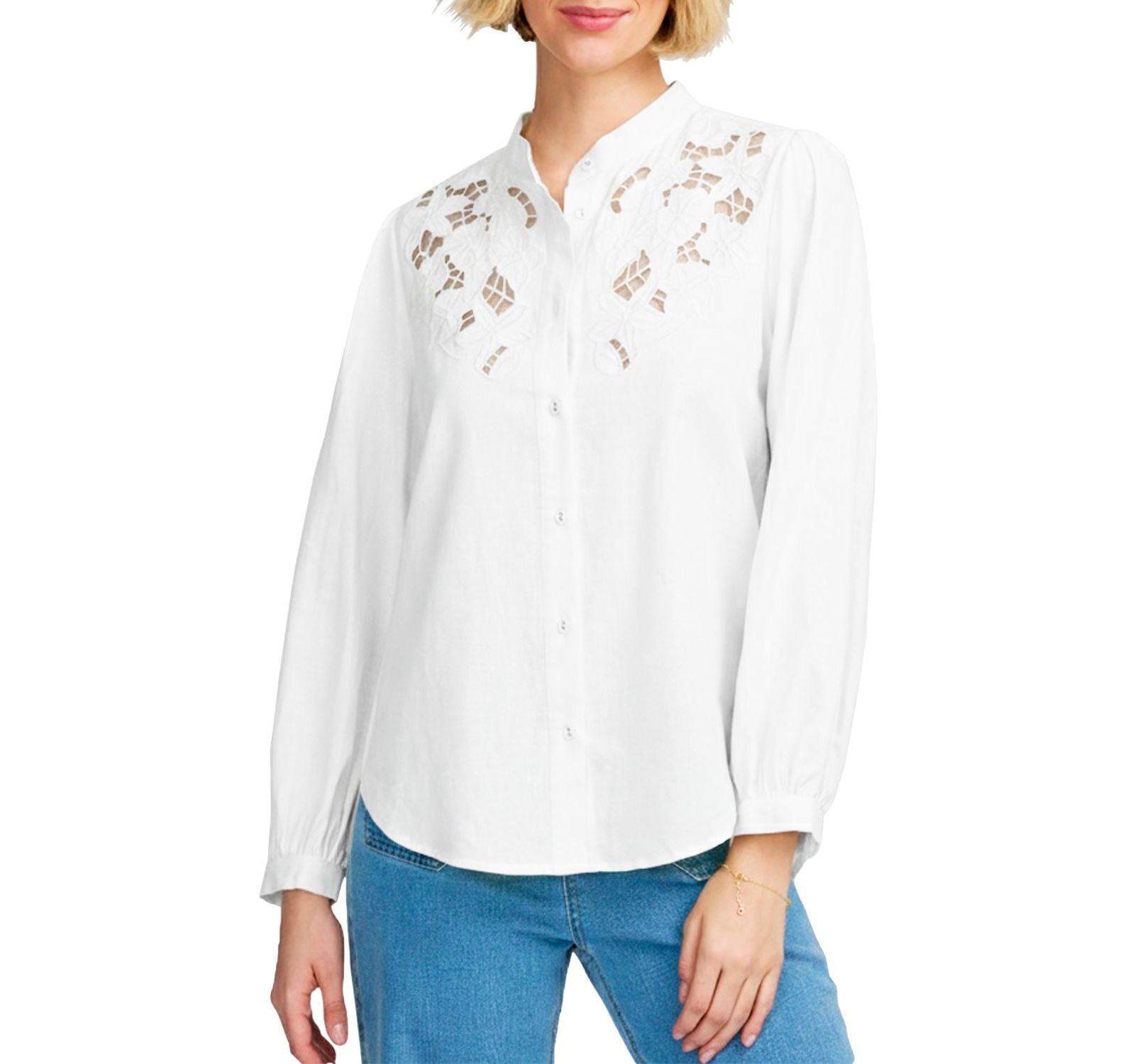 ELLE Collection Women's Lace Yoke Shirt