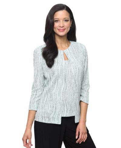 Alex Evenings Женский комплект из топа и жакета Jacquard Knit Scoop Neck, 2-Piece Set