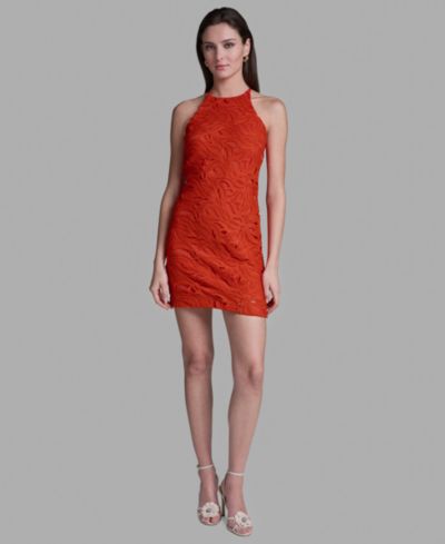 Женский BCBG Lace Halter Neck Sheath Dress