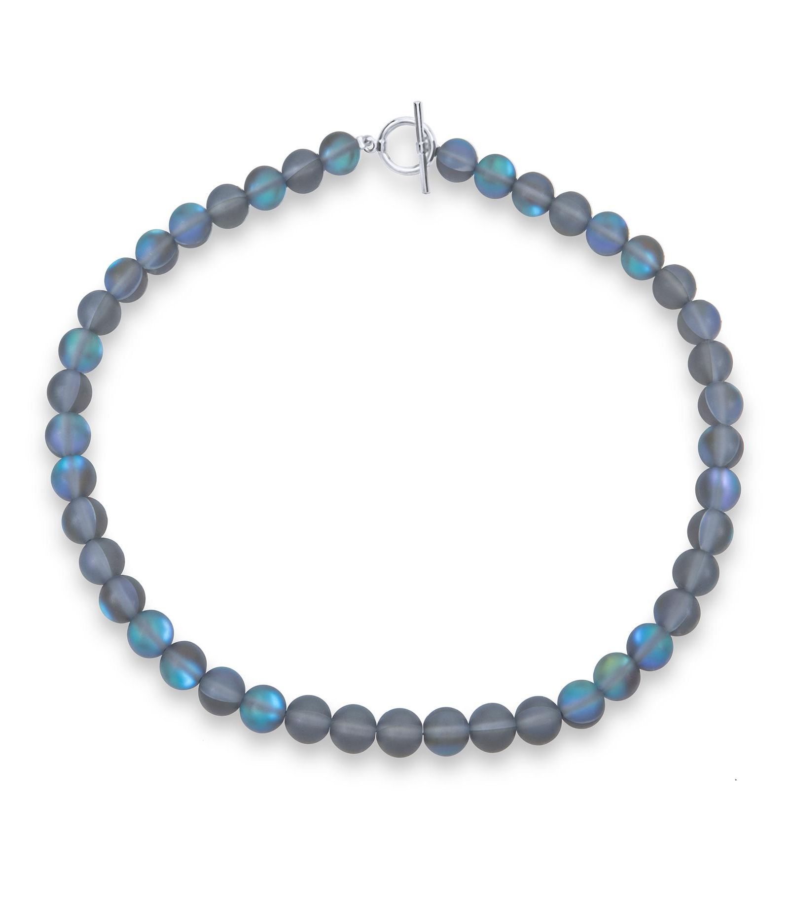 Ожерелье Bling Jewelry Translucent Blue Moonstone 10MM Bead Strand Silver Clasp